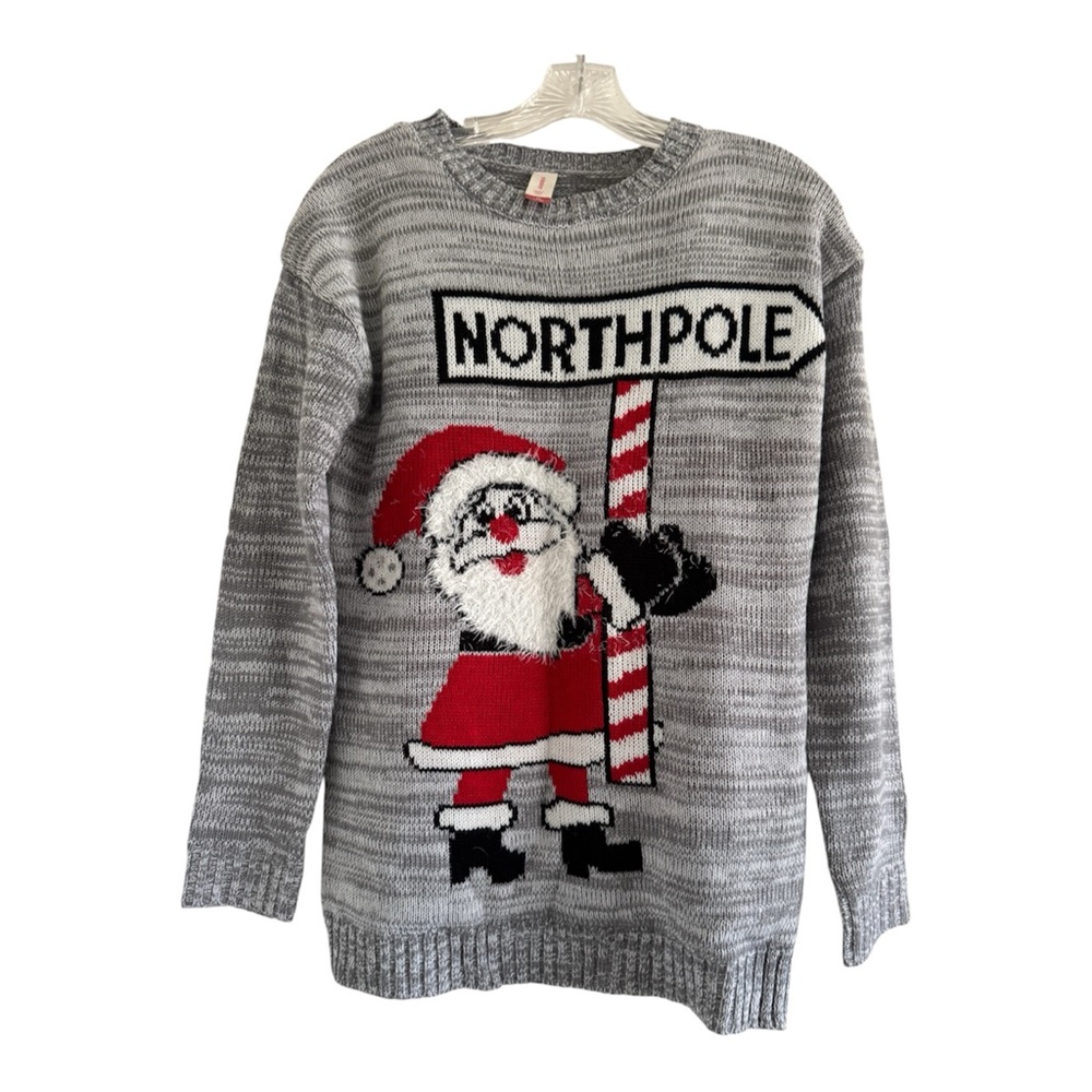 No Boundaries Gray North Pole Santa Sweater